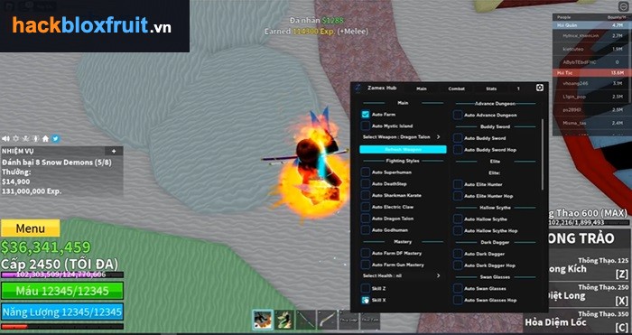 Trải nghiệm Hack Blox Fruit Update 31 trong game