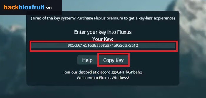 Cách cài Hack Blox Fruit bằng Fluxus - bước 5 Copy Key