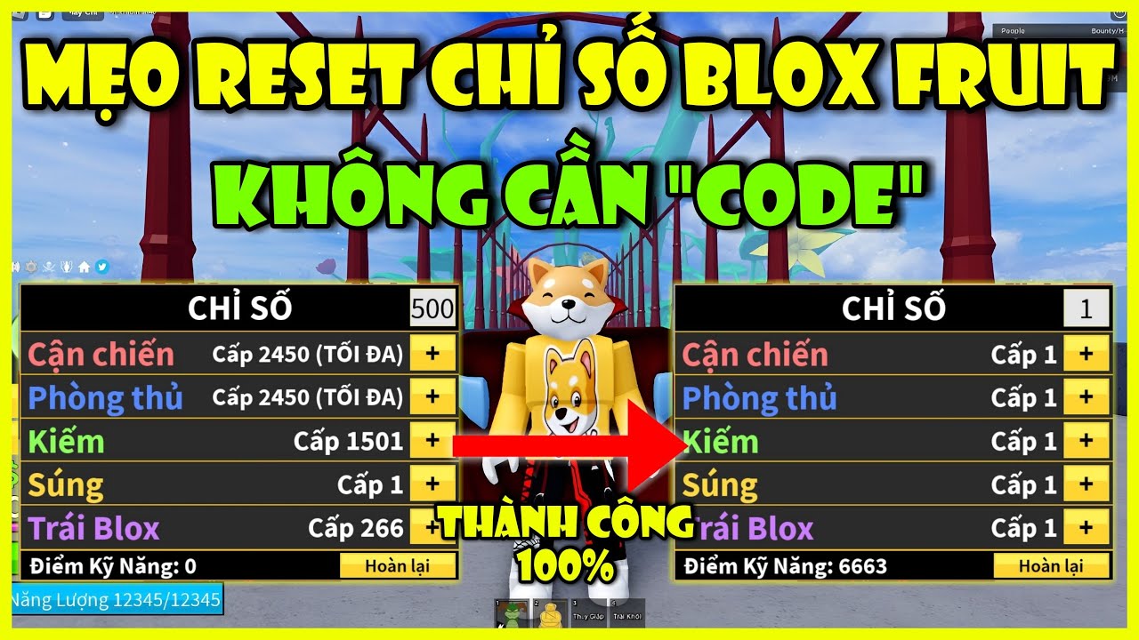 Code Blox Fruit Reset Stats (Đặt Lại Chỉ Số)